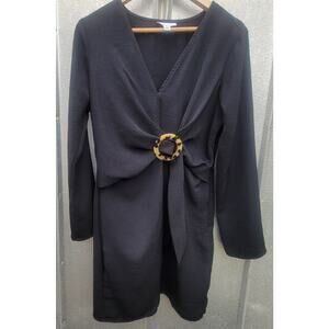 Top Shop Long Sleeve Knee Length Black Dress Size 8
